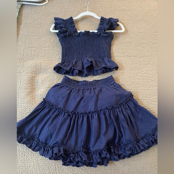Hill House Navy Linen Paz Skirt and Top, XS - Picture 4 of 7